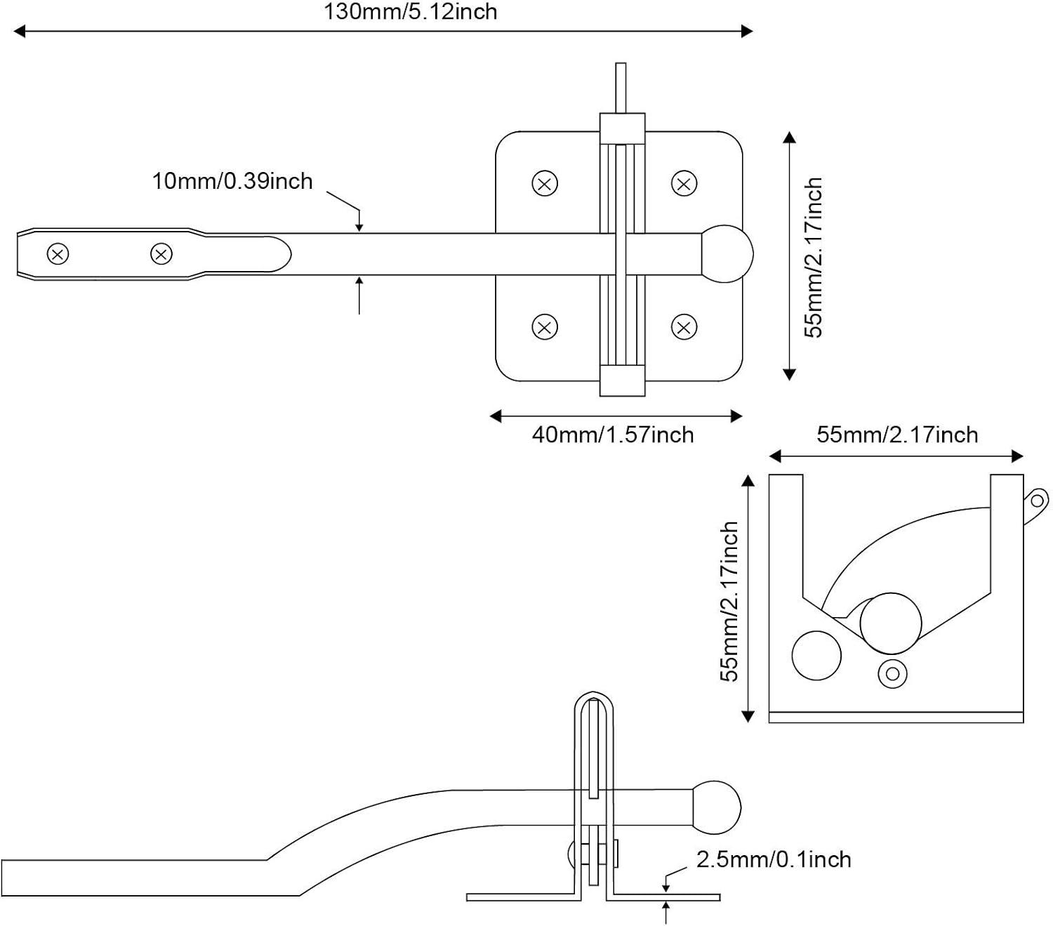 Gate Latch Automatic Gate Gravity Latch Self Locking Fence Gate Latch with Pull Cable for Wooden Fence Gates Door, Black