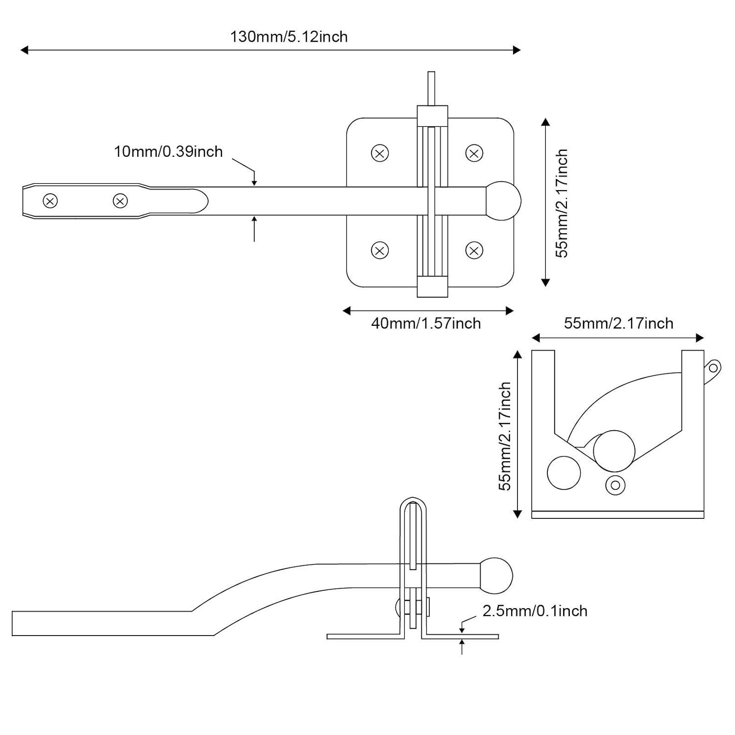 Gate Latch Automatic Gate Gravity Latch Self Locking Fence Gate Latch with Pull Cable for Wooden Fence Gates Door, Black