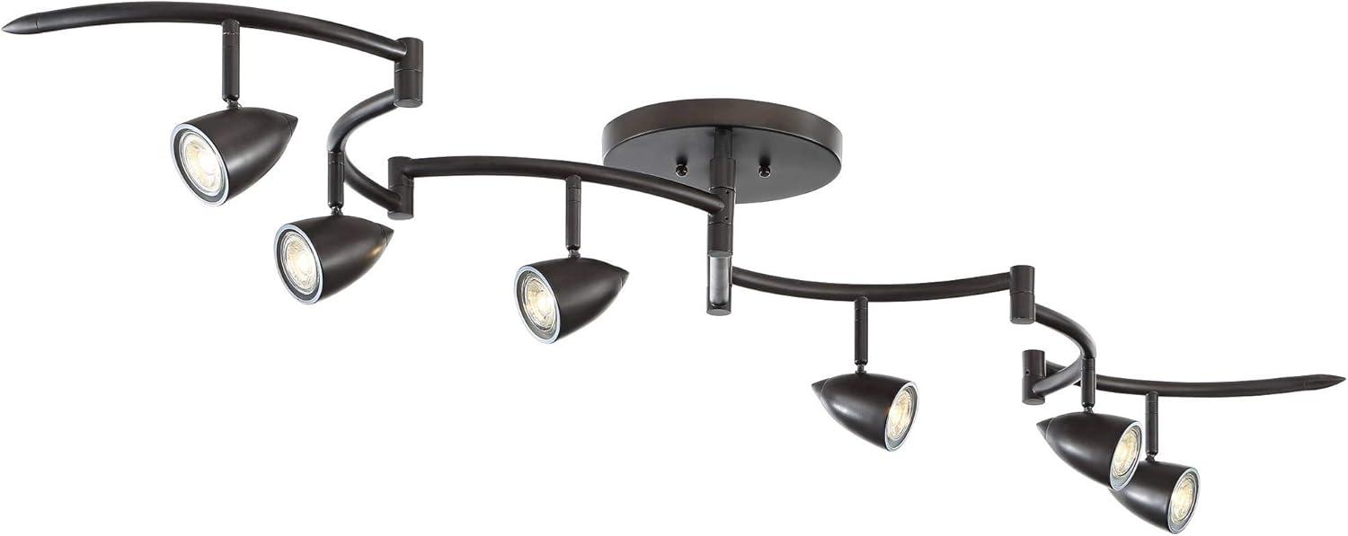 Pro Track Heavy Duty Axel 6-Head LED Ceiling Track Light Fixture Kit Spot Light GU10 Dimmable Black Metal Farmhouse Rustic Kitchen Bathroom 72" Wide