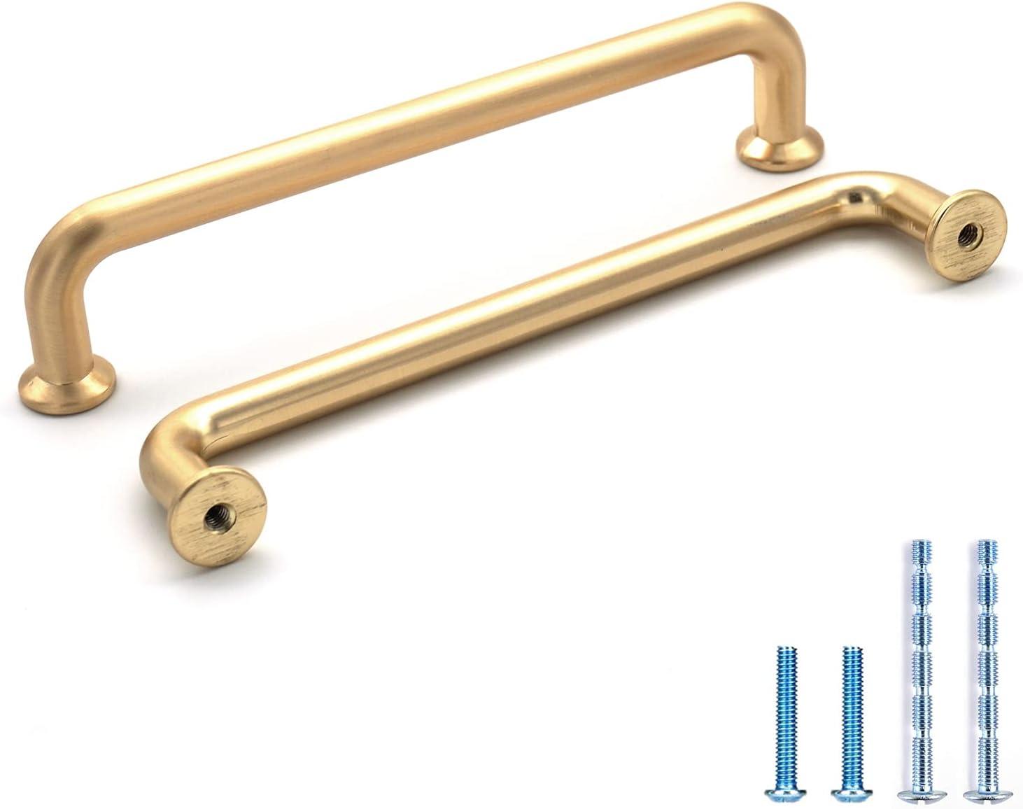 5-Inch Brushed Brass Modern Cabinet Pulls with Mounting Hardware