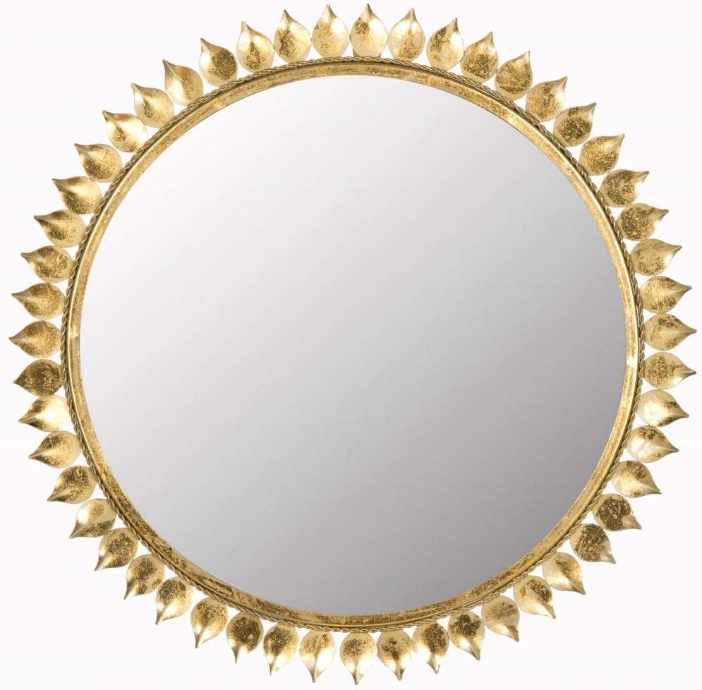 26.5" Gold Wood Sunburst Round Wall Mirror