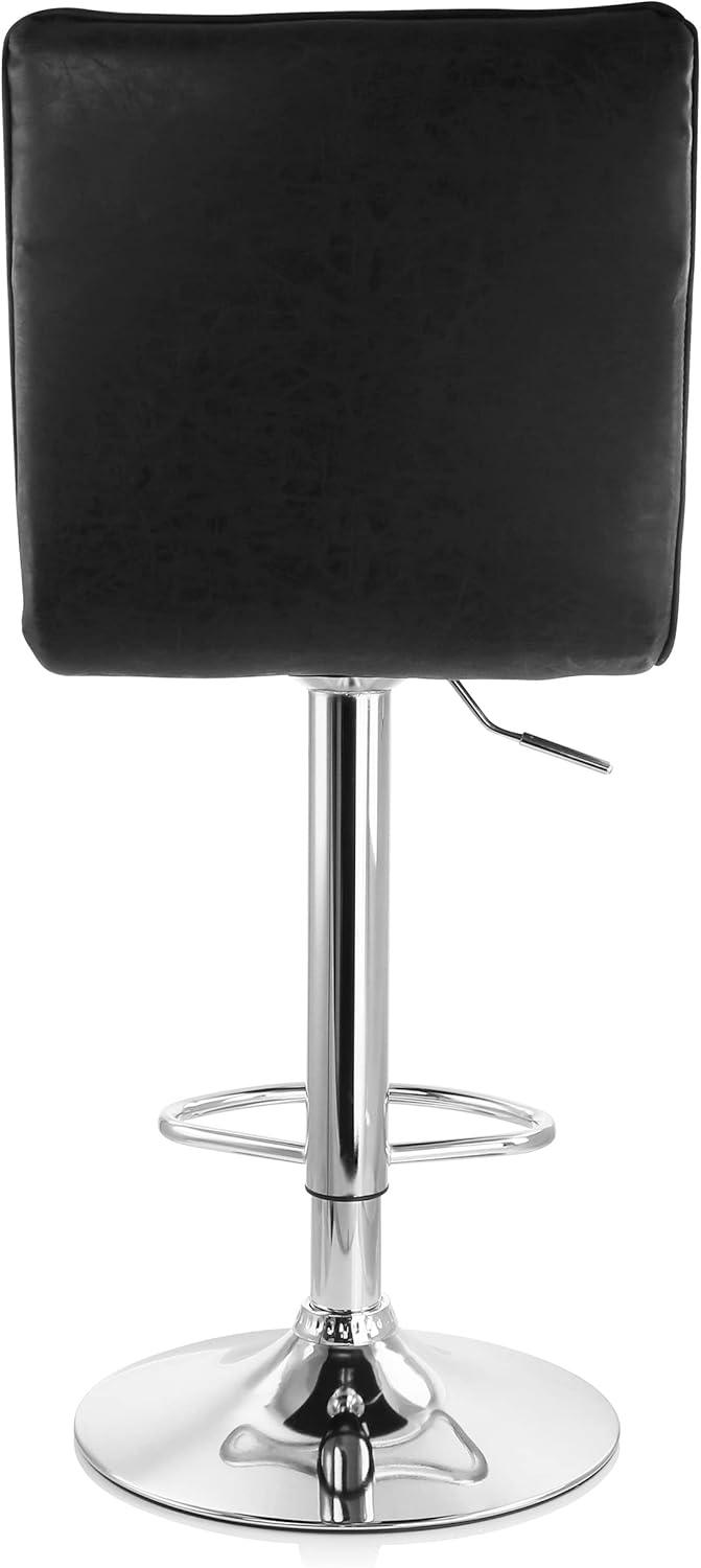 Elama 2 Piece Vintage Fux Leather Adjustable Bar Stool in Gry with Chrome Base