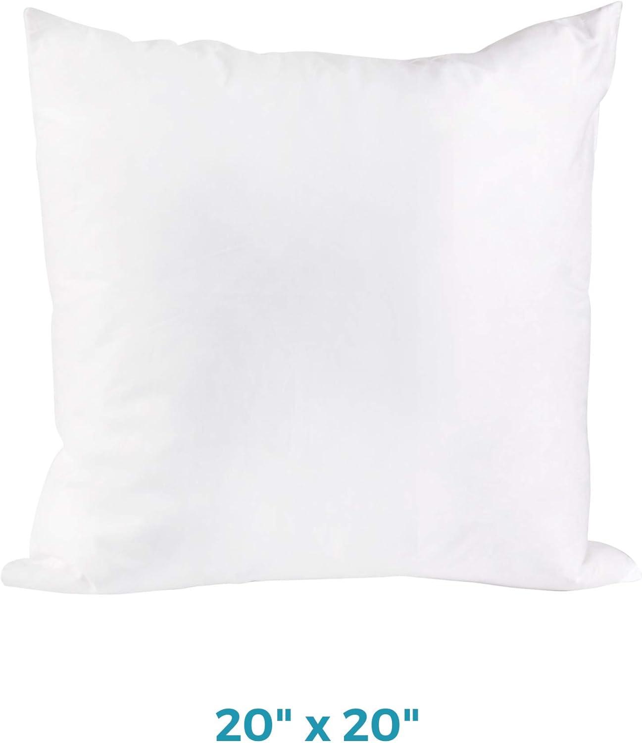 White 20" x 20" Feather Pillow Insert with Cotton Shell