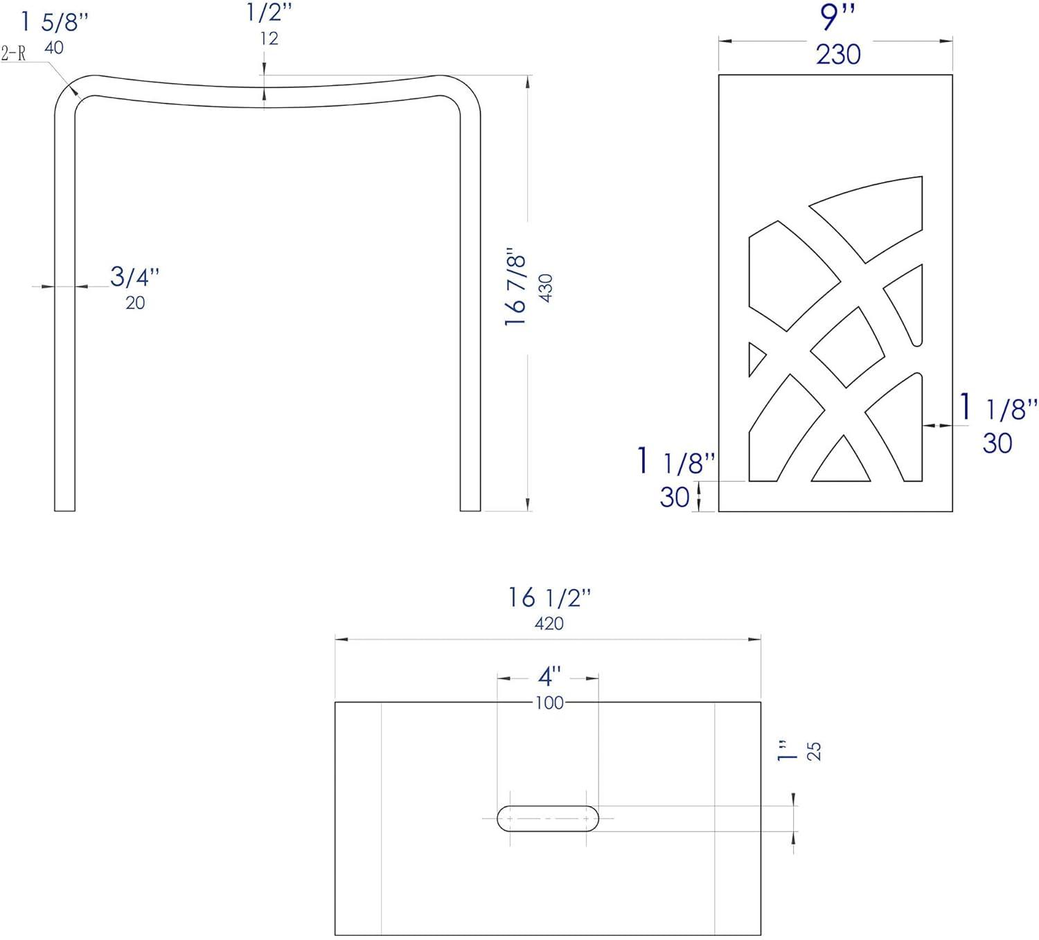 16.5'' Black Matte Solid Surface Resin Shower Stool