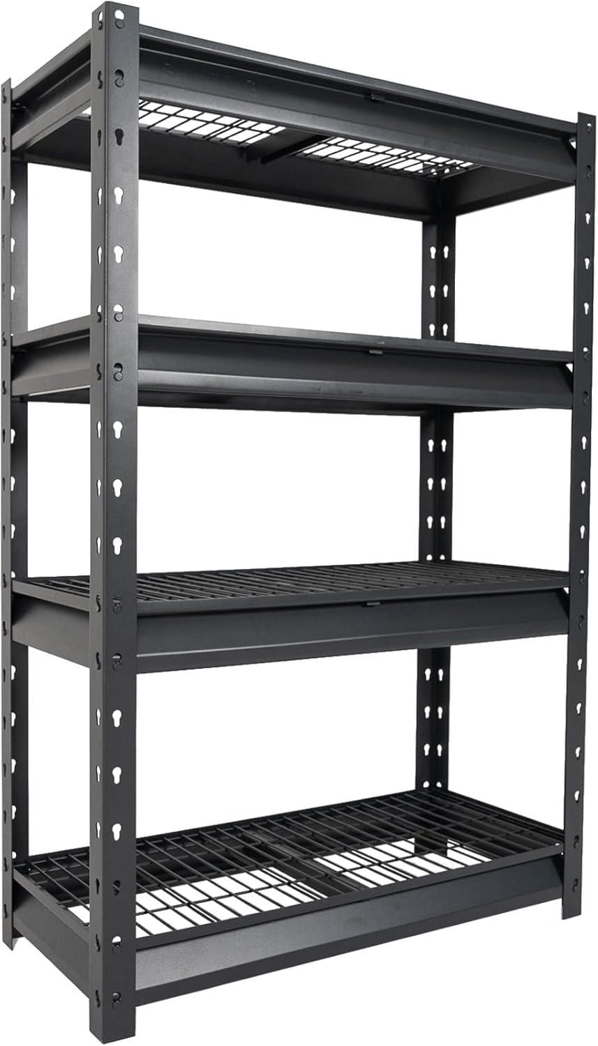 Shuntong Garage Shelving Heavy Duty Loads 6000LBS, 4 Tier Metal Storage Shelves 36" W x 14" D x 54" H, Adjustable Industrial Rack for Warehouse Basement Pantry, Dark Grey