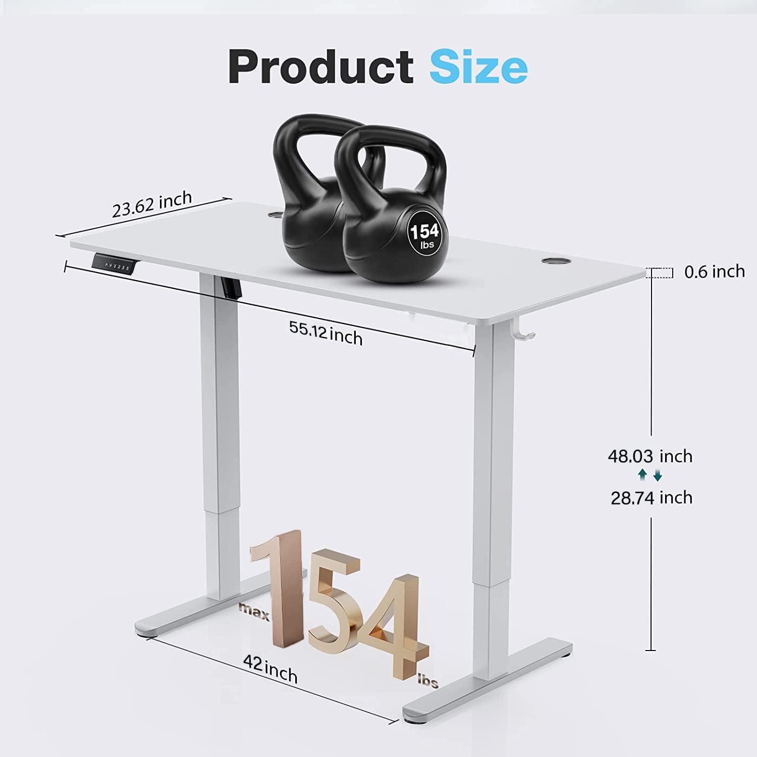 White Electric Height Adjustable Computer Gaming Desk