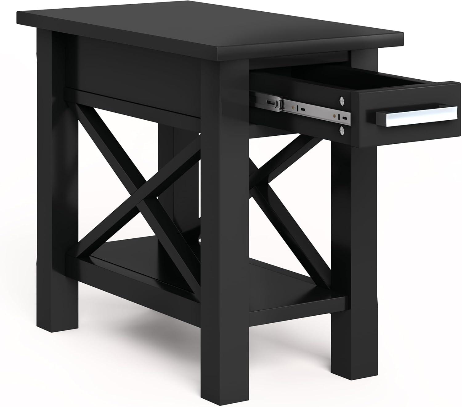 Simpli Home Kitchener Solid Wood Narrow Side Table in Black