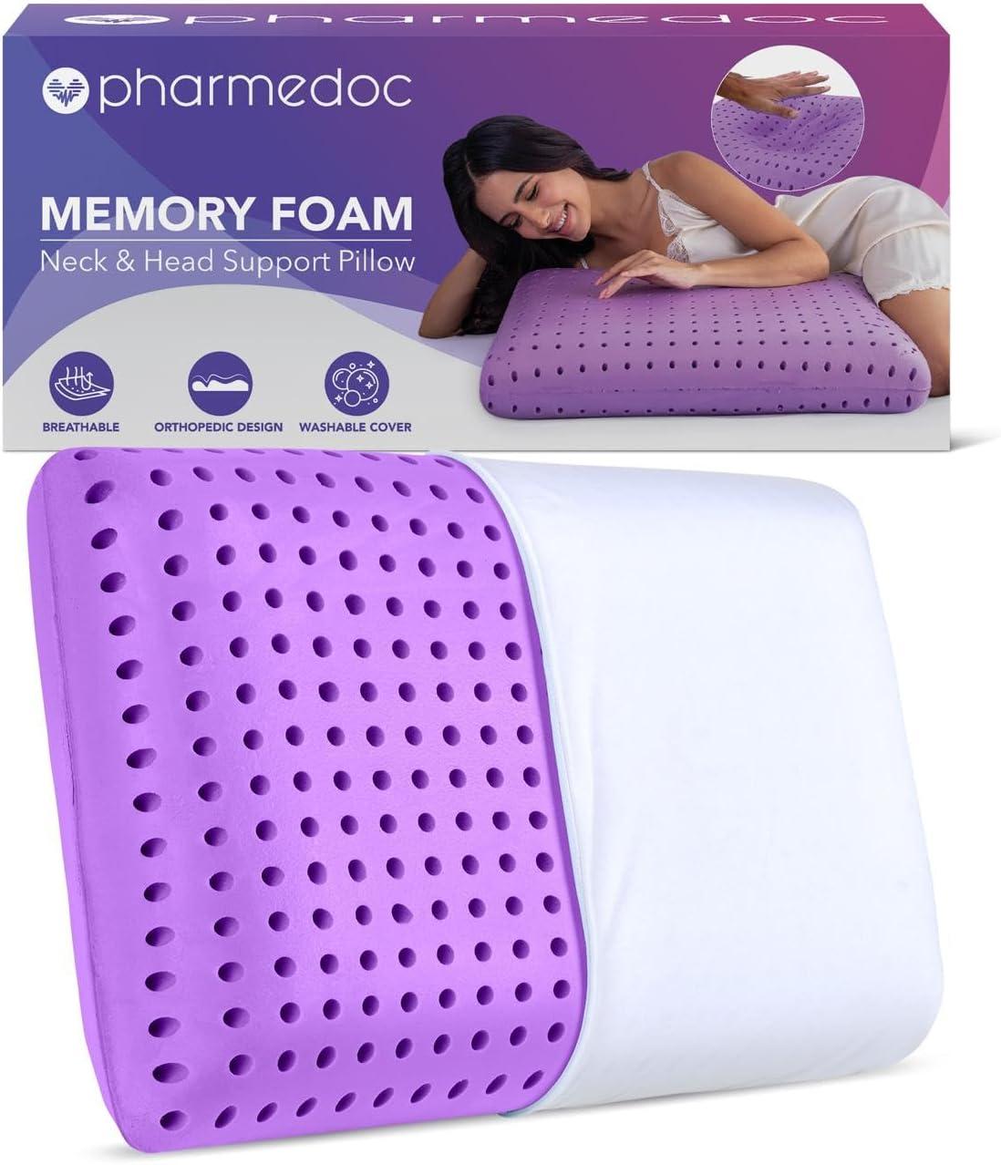 PharMeDoc Cooling Gel Infused Memory Foam Ventilated Hole-Punch Bed Pillow