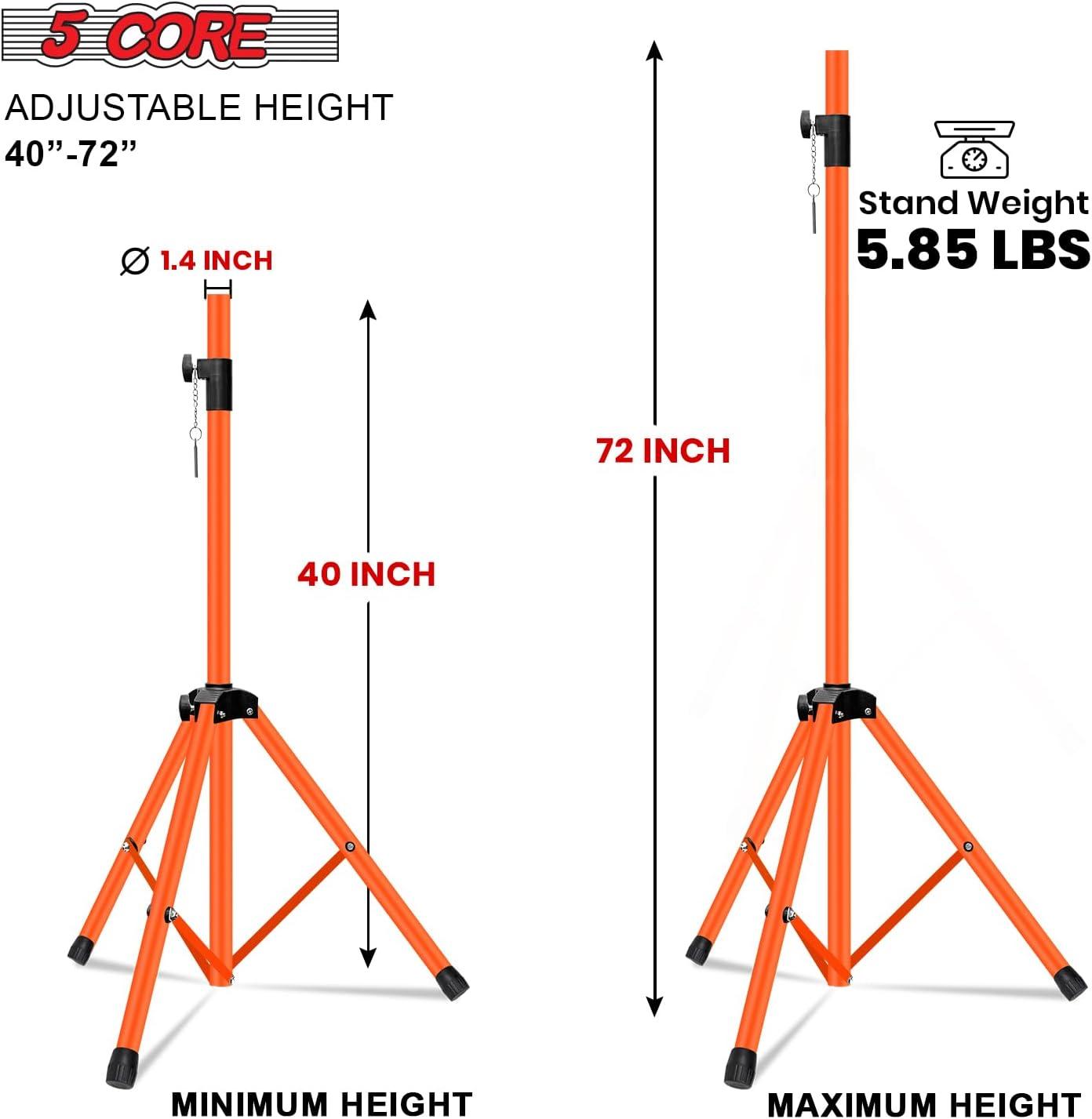 Inbox Zero 5 Core Speaker Stand Tripod Heavy Duty Adjustable Up to 72 Inch DJ Studio Monitor Stands Pole Mount