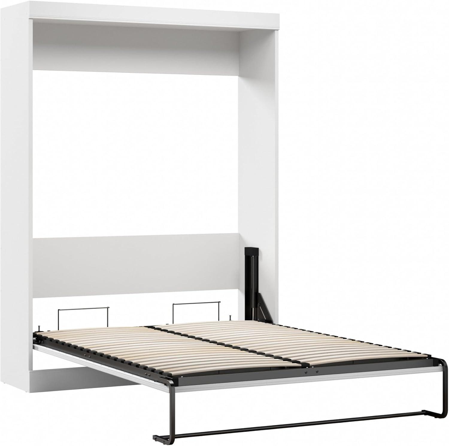 White Queen Murphy Bed with Slats and Frame