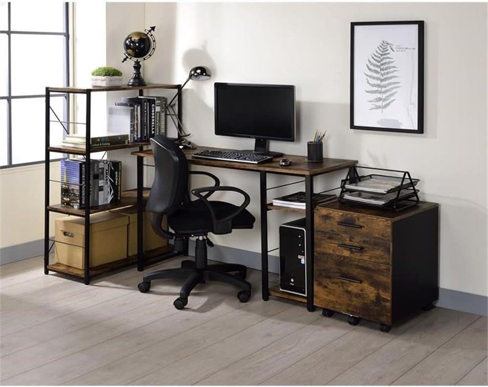 ACME Vadna Writing Desk in Weathered Oak and Black