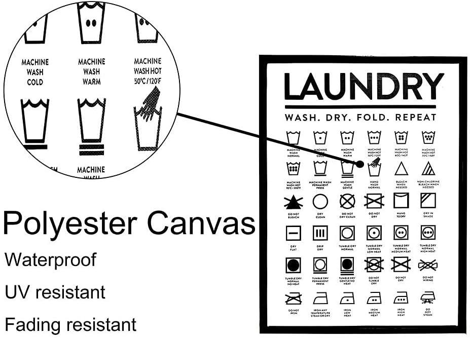 Nufar Laundry Symbols Guide Laundry Room Tin Sign Metal Wall Art Iron Painting for Indoor Outdoor Home Decor Room Door Accessories Poster Gifts 8x12 Inch