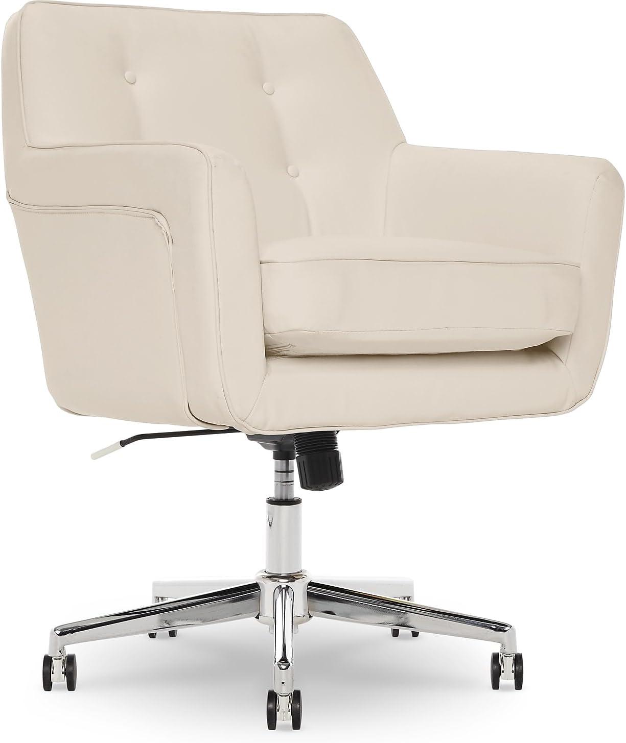 Style Ashland Home Office Chair Sweet Cream - Serta: Mid-Century, Tufted, Adjustable