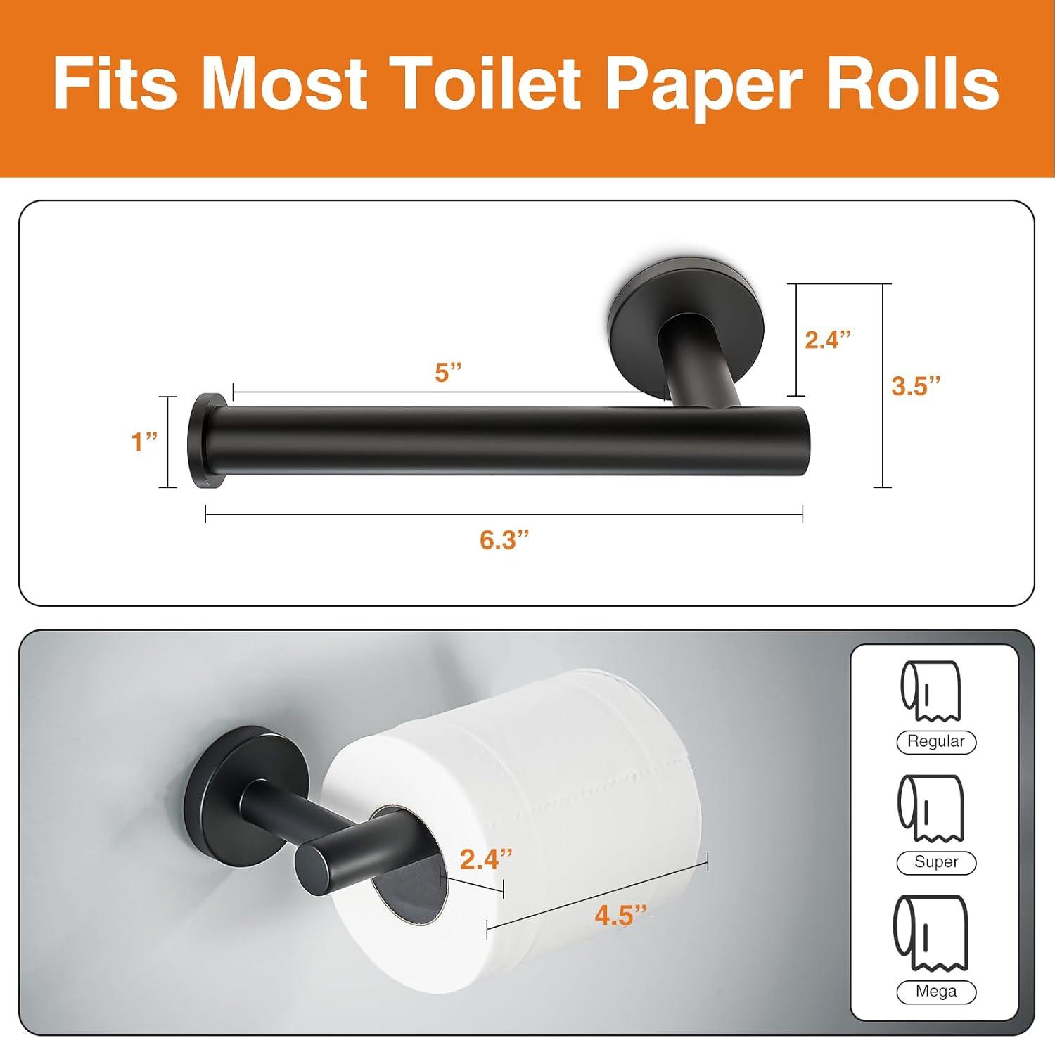 HITSLAM Toilet Paper Holder Wall Mount,Matte Black Toilet Paper Roll Holder for Bathroom,2Pack