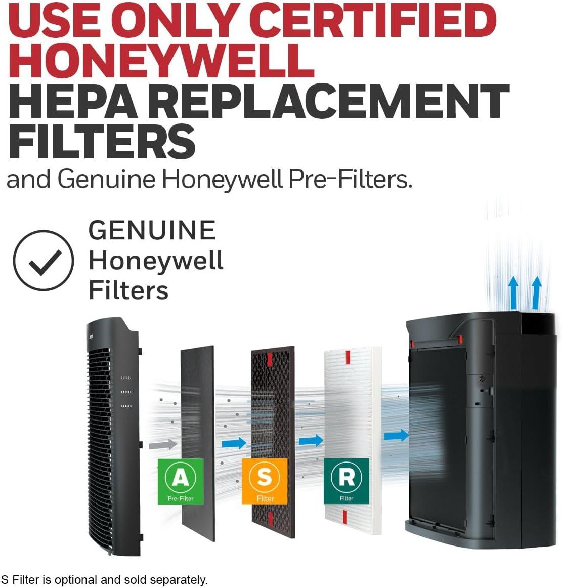 Honeywell Power Plus HEPA Air Purifier for Medium and Large Rooms Black: 4 Settings, 100-300 sq. ft., AHAM & Energy Star Certified