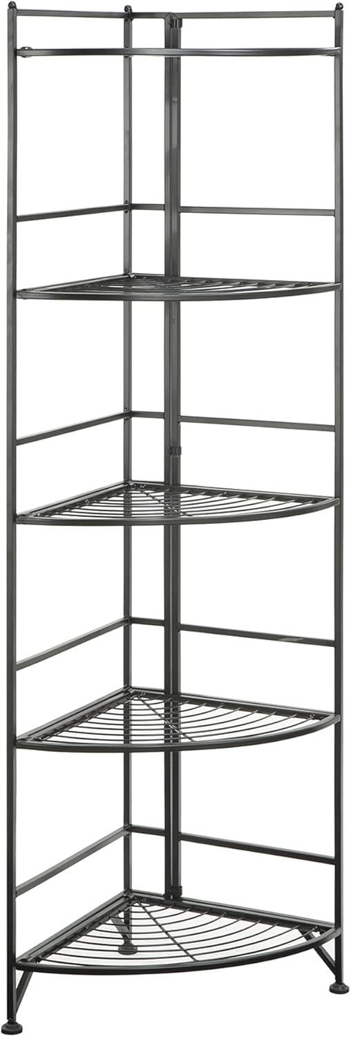 Convenience Concepts Xtra Storage 5 Tier Folding Metal Corner Shelf, Black