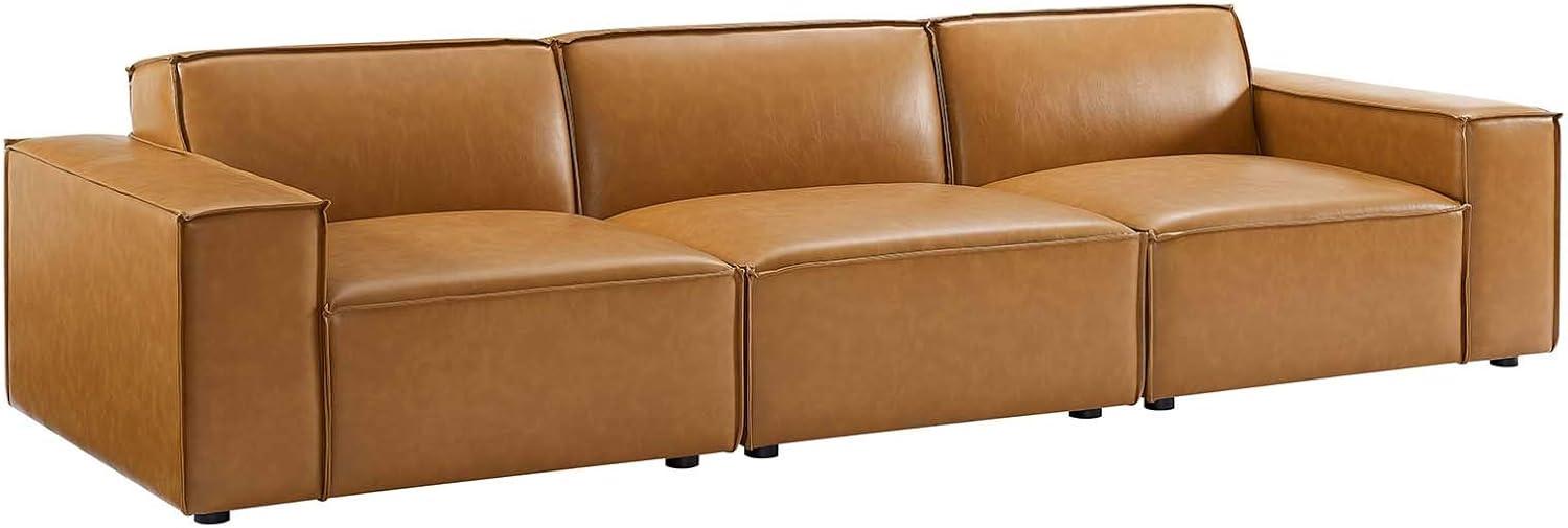 Modway Restore 3-Piece Faux Leather Upholstered Sofa in Tan Finish