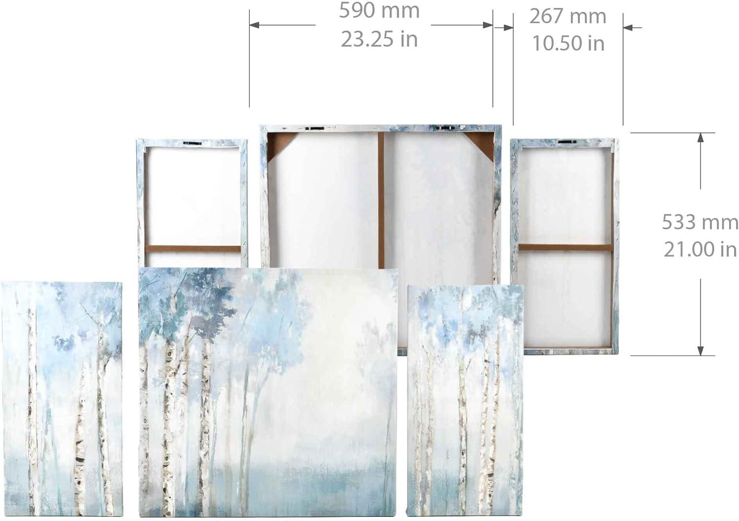 Blue Birch Tree 3-Piece Abstract Landscape Canvas Wall Art