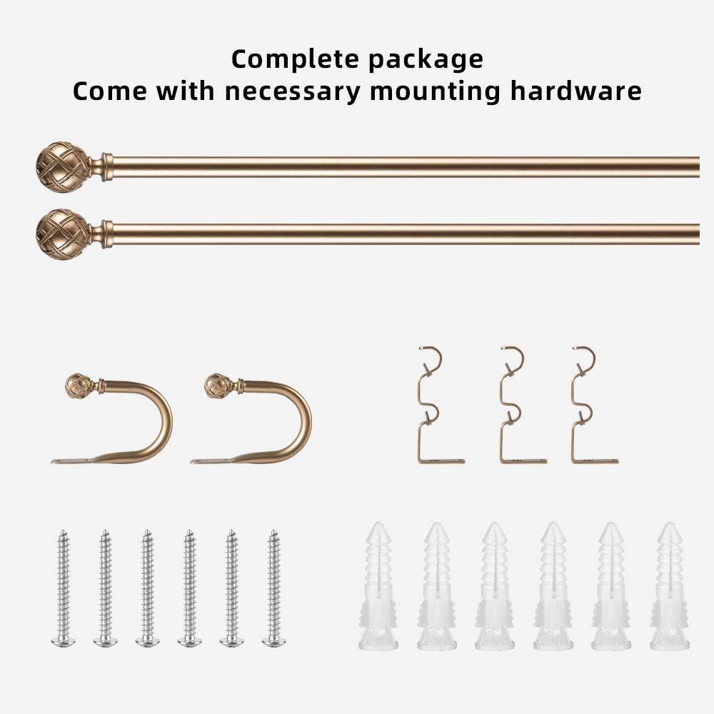 Ycolnaefllr Gold Double Curtain Rod Adjustable Curtain Rod Set, 84”-120” -