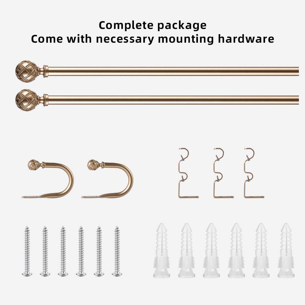 Ycolnaefllr Gold Double Curtain Rod Adjustable Curtain Rod Set, 84”-120” -
