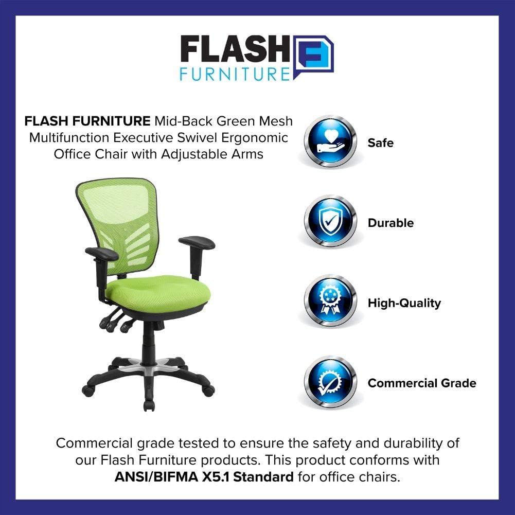 Flash Furniture Mid-Back Mesh Multifunction Executive Swivel Ergonomic Office Chair with Adjustable Arms