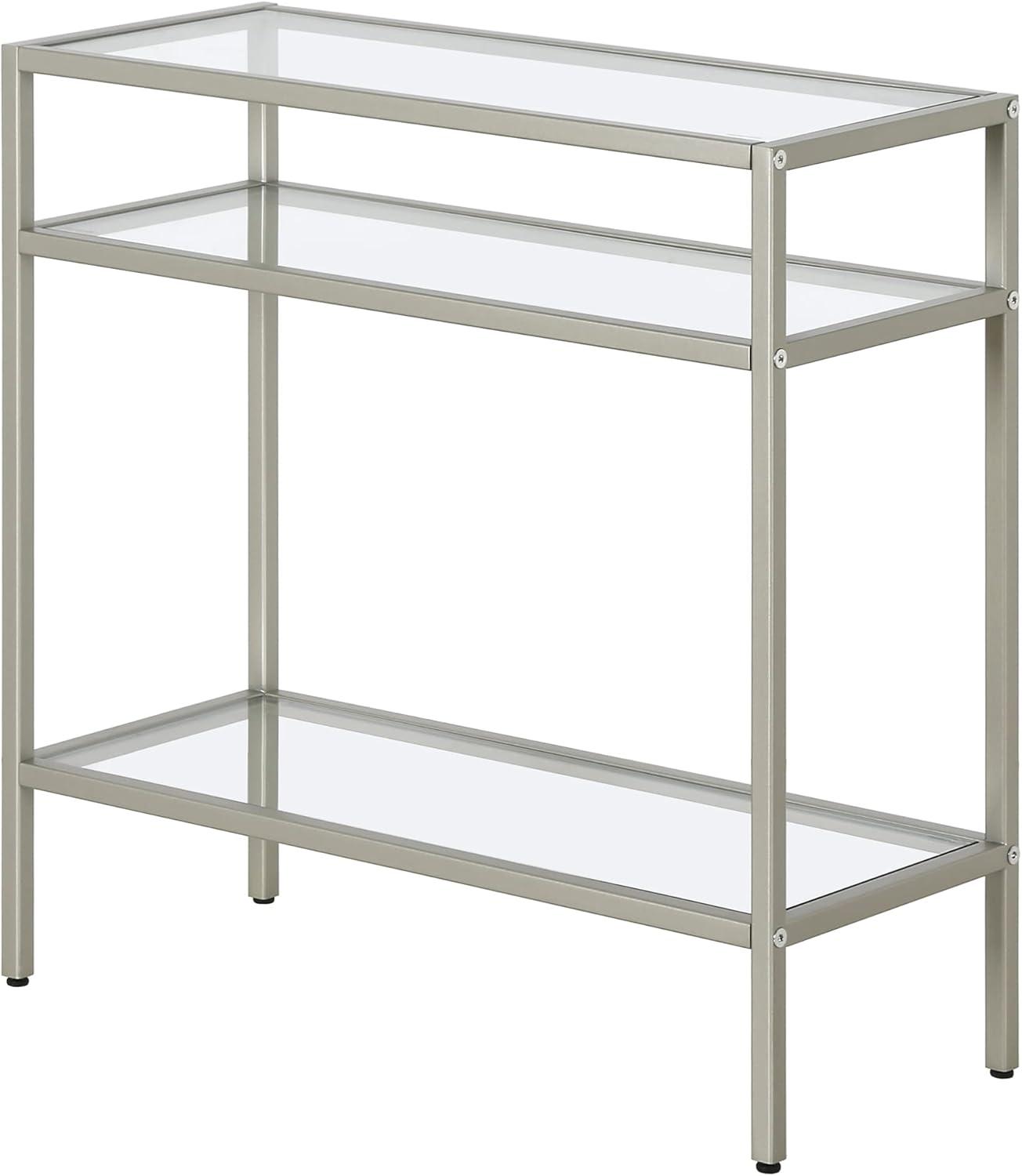 Evelyn&Zoe Sivil 24" Wide Rectangular Side Table, Satin Nickel