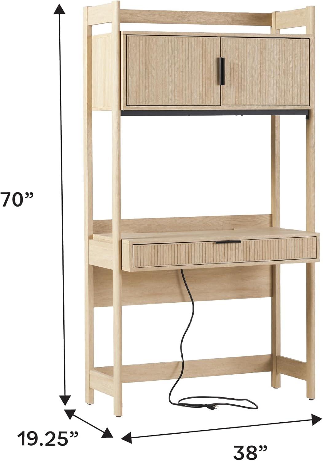 Walker Edison Freya Urban Industrial Ladder Desk with Metal Magnet Board, 36 Inch, Rustic Oak