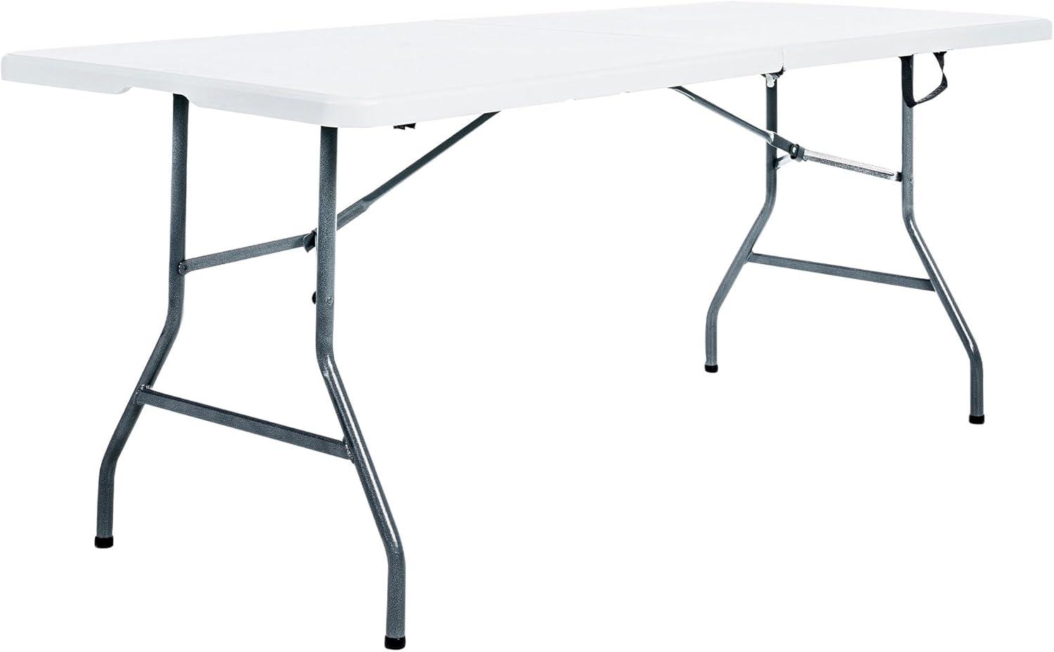 Peakform Multipurpose Banquet Fold-In-Half Table Lightweight Durable Desk with Secure Base for Indoor and Outdoor Events, 6 Foot, White