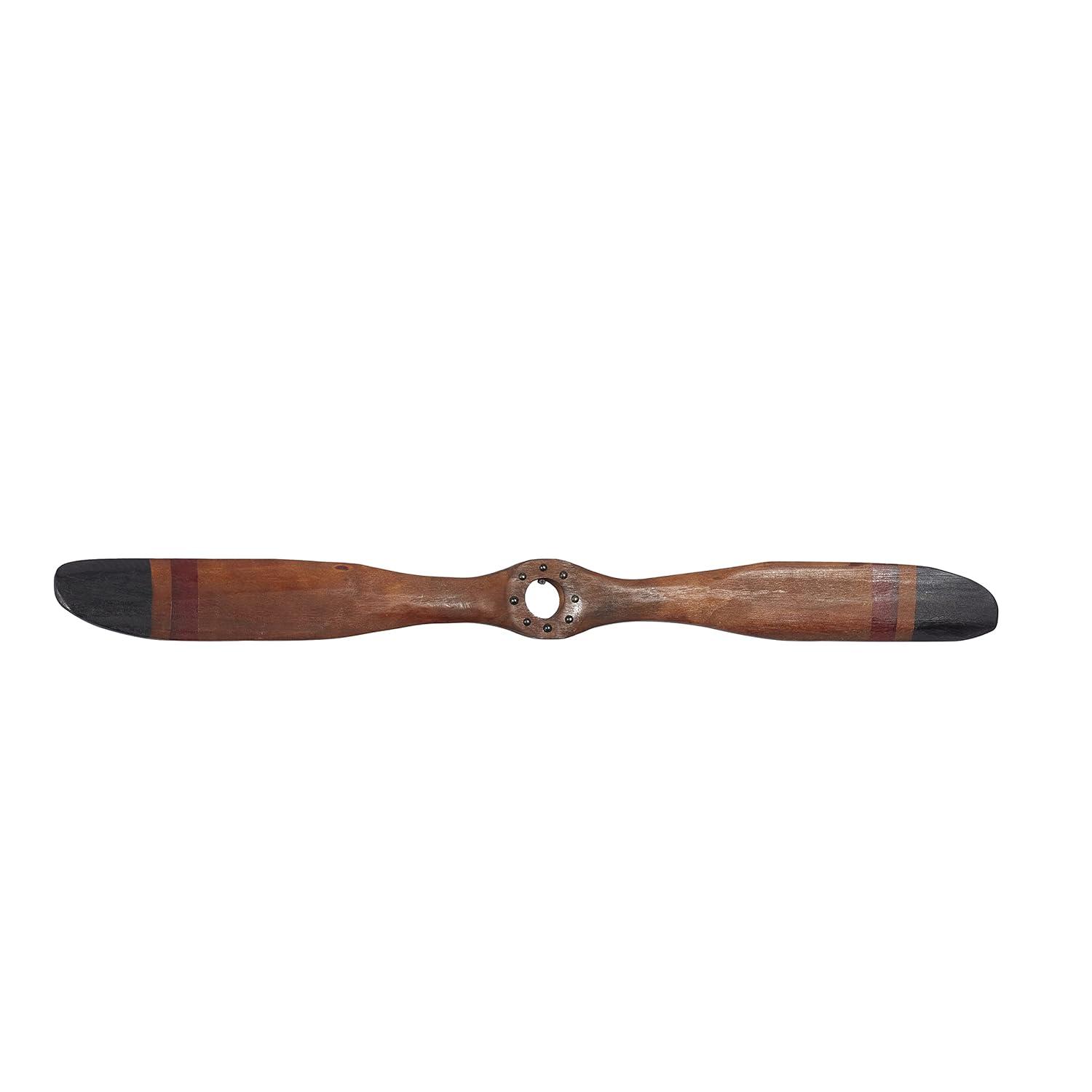 DecMode Brown Metal 2 Blade Airplane Propeller Wall Decor with Aviation Detailing