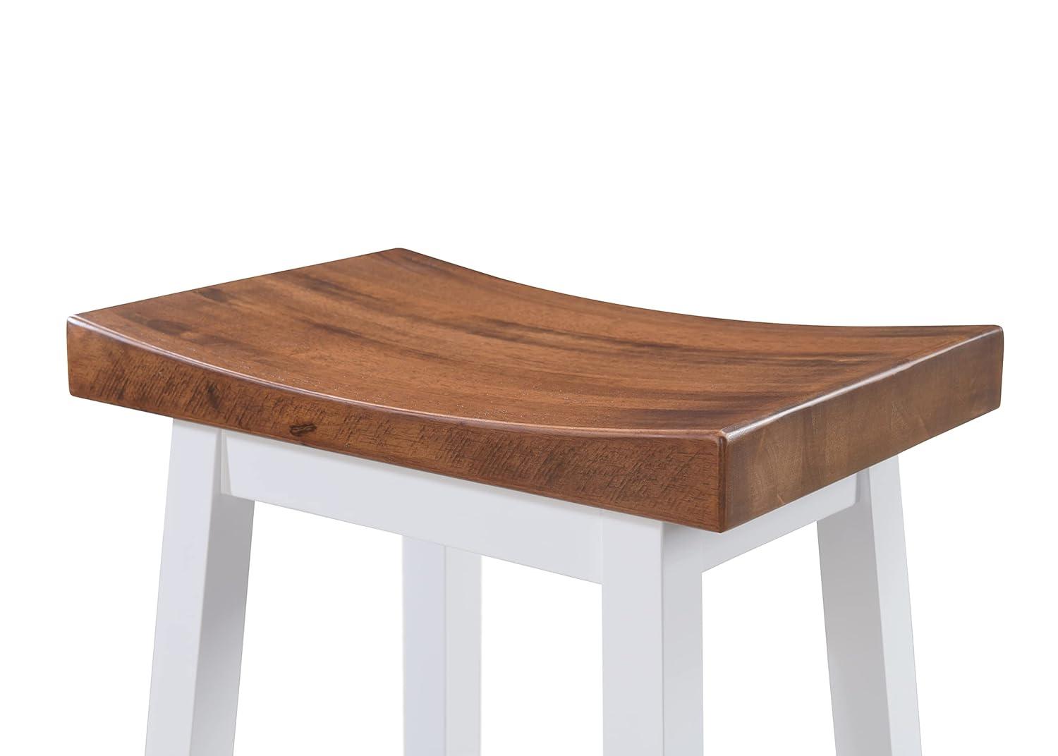 LuXeo LuXeo Lakewood Solid Wood Saddle Barstool (Set of 2)