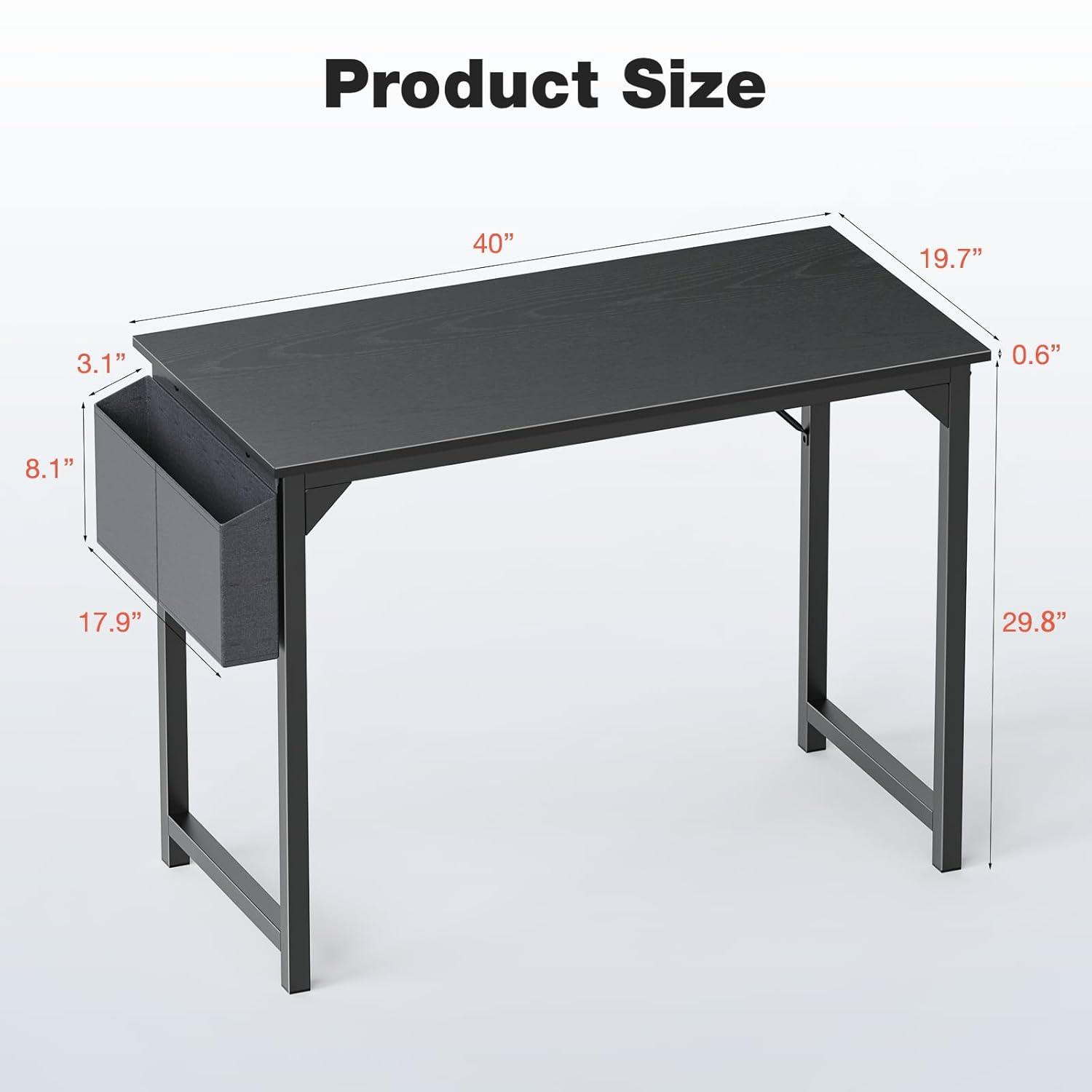 DUMOS 40 Inch Small Computer Office Desk Modern Simple Style Writing Study Work Table for Home Bedroom - Black