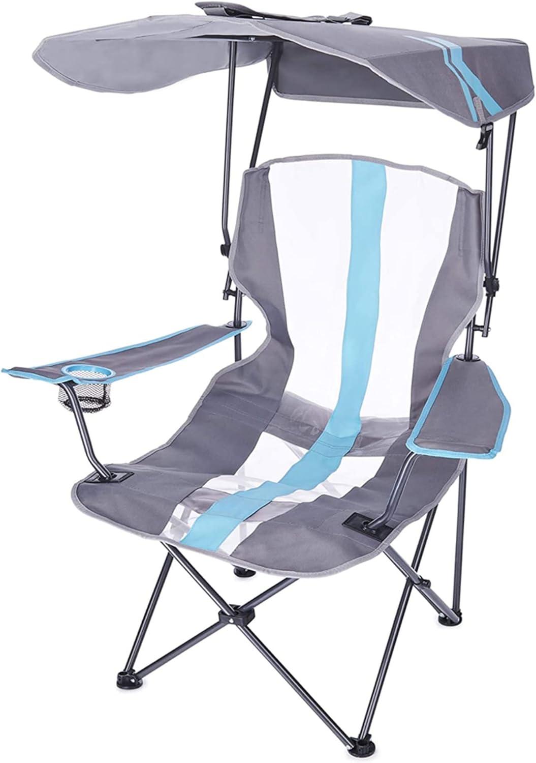 Modern Foldable Outdoor Chair with 50+ UPF Canopy, Blue & Gray