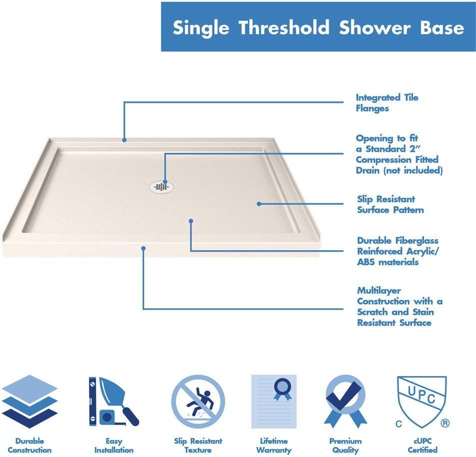 Biscuit Rectangular Acrylic Single Threshold Shower Base