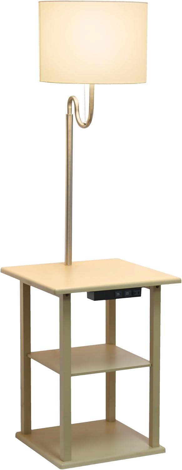 57" Modern 2-Tier End Table Floor Lamp Combination with 2 USB Charging Ports and Power Outlet - Simple Designs