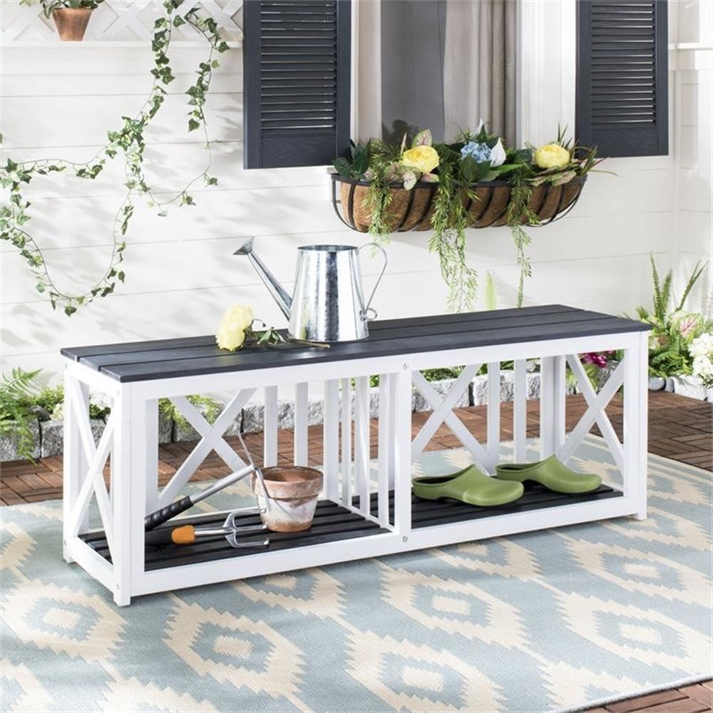 Branco Bench - Outdoor - FOX6706 - Dark Slate Gray/White - Safavieh