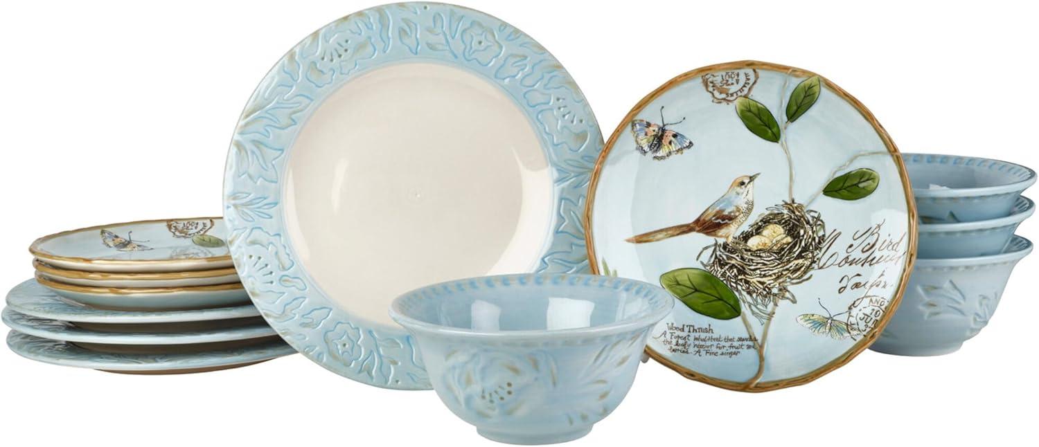 Fitz and Floyd Fitz and Floyd Toulouse Blue 12-Pc Dinnerware Set, Service For 4