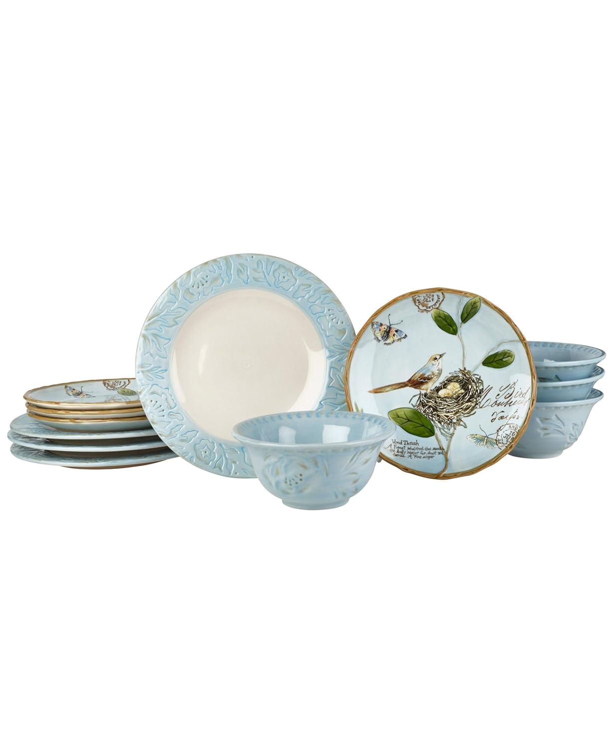 Fitz and Floyd Fitz and Floyd Toulouse Blue 12-Pc Dinnerware Set, Service For 4
