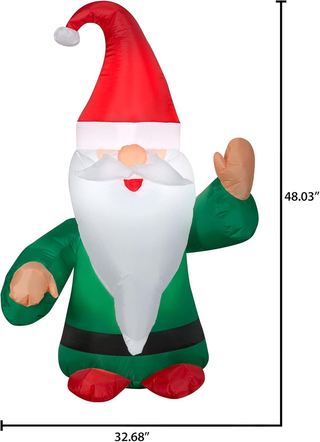 4-Foot Pre-Lit Inflatable Christmas Gnome Decoration