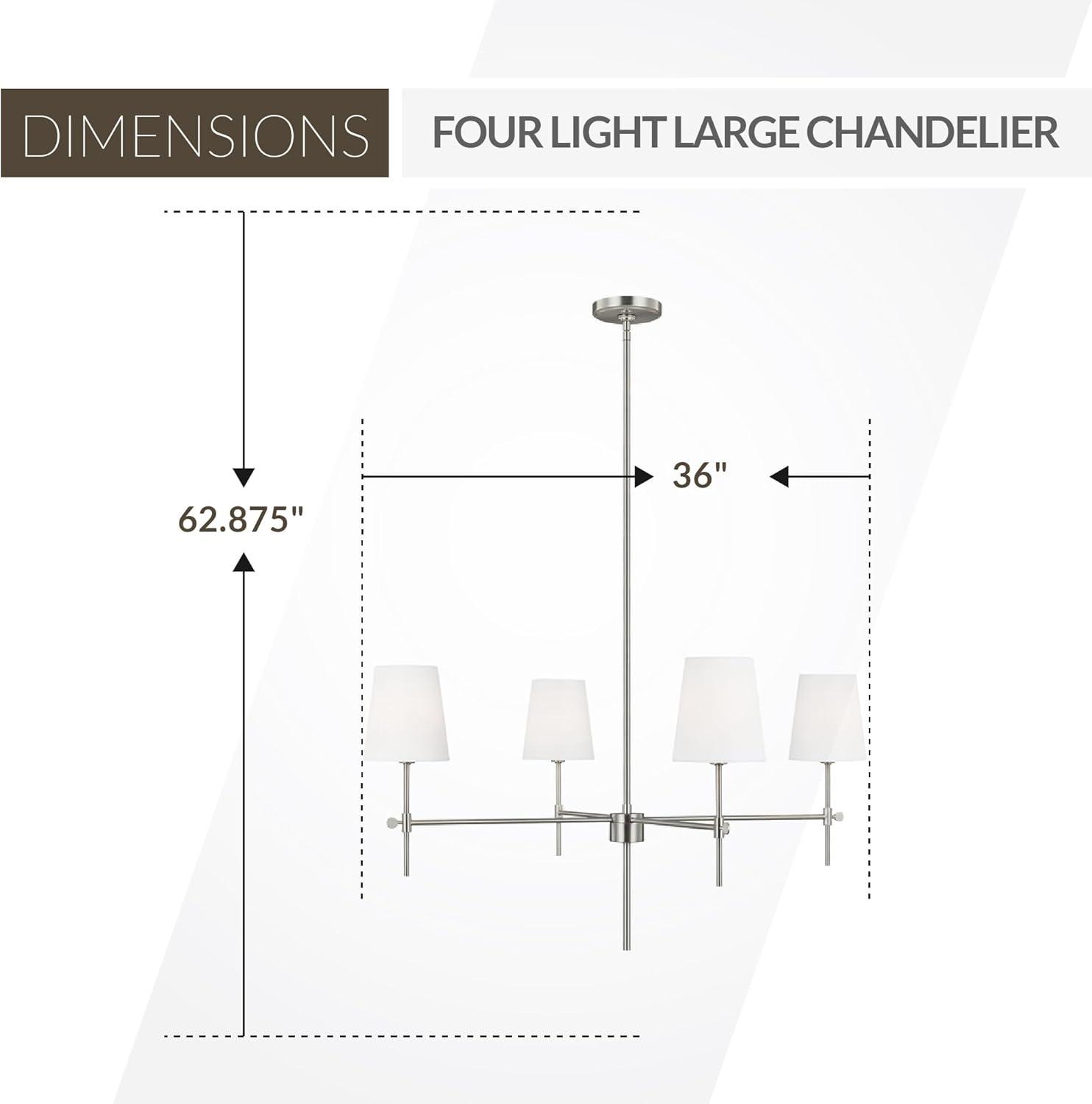 Generation Lighting 4-Light Baker Chandelier Brushed Nickel 3287204-962 | Modern Ceiling Light Fixture for Room Decor| Chandelier for Dining Room or Living Room Uses Standard or LED Light Bulbs