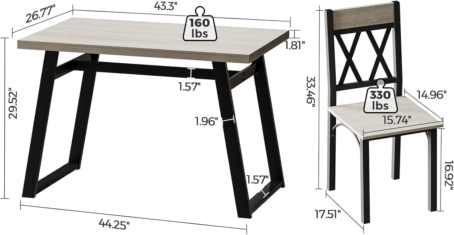 MAISONPEX Dining Table Set for 4, 5-Piece Farmhouse Wood Table and Chair for Kitchens