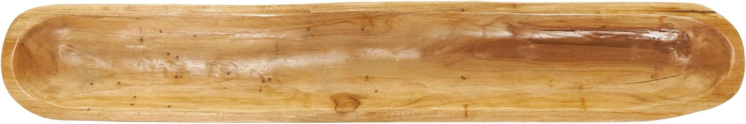 DecMode 36" x 7" Brown Teak Wood Handmade Long Slim Live Edge Tray, 1-Piece