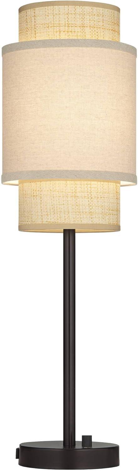 360 Lighting Tull 27" Tall Modern Table Lamps Set of 2 USB Port AC Power Outlet Black Brown Metal Living Room Charging Bedroom Tan Tiered Shade