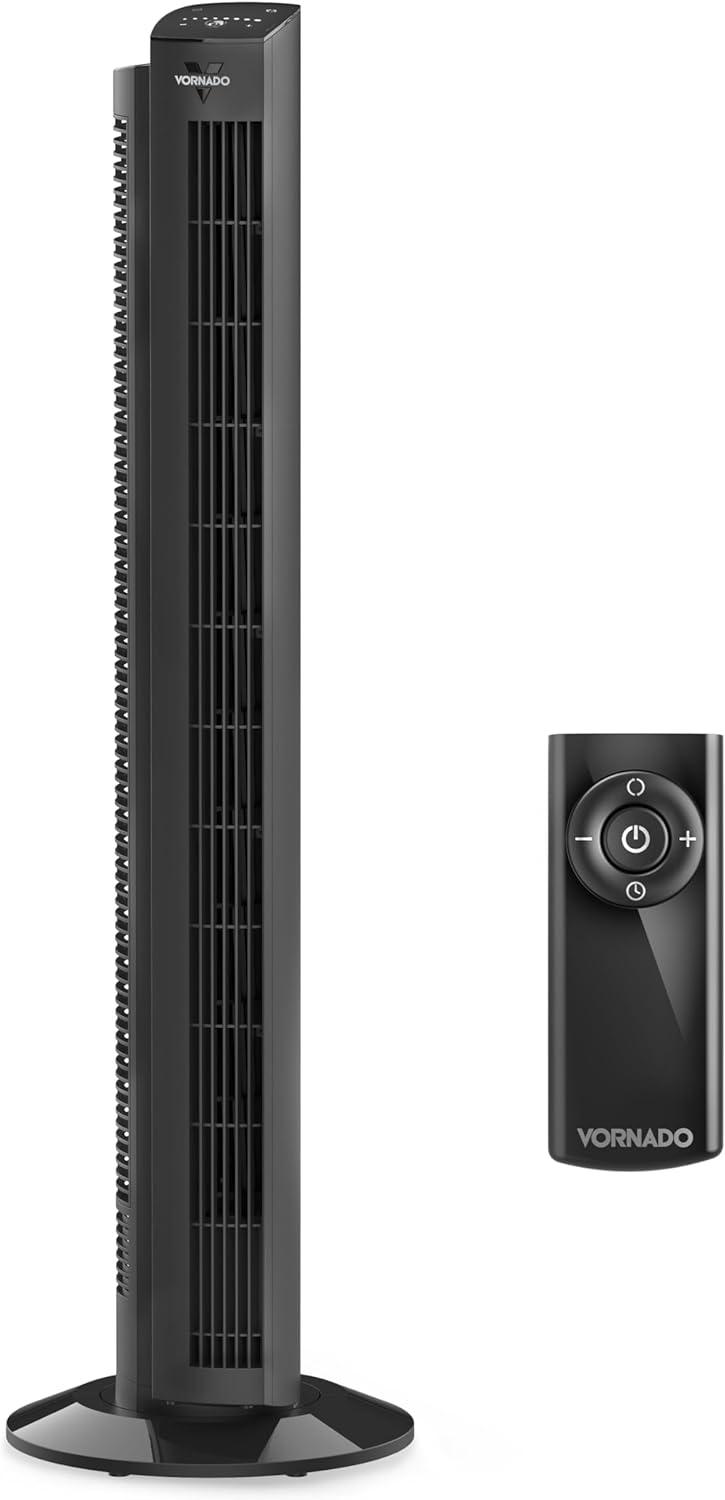 Vornado OZI42 42 in. 5-Speed Tower Fan in Black with Remote Control, Oscillation, and Timer