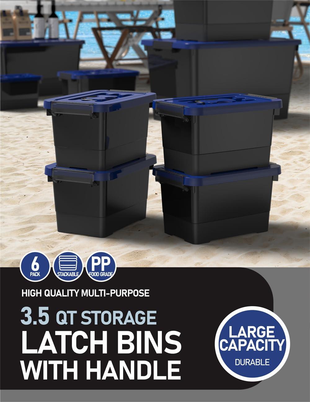 Clear Stackable Plastic Storage Boxes with Lids, 6-Pack, 5 Liters