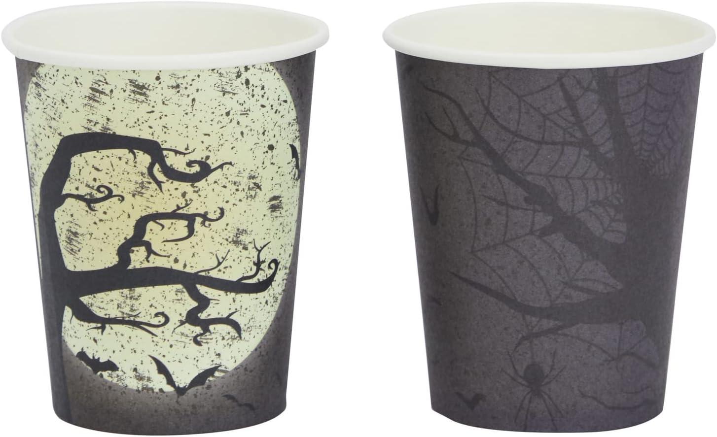 Blue Panda 144 Pieces Full Moon Halloween Party Supplies, Paper Plates, Napkins, Cups, Cutlery for Spooky Gatherings (Serves 24)