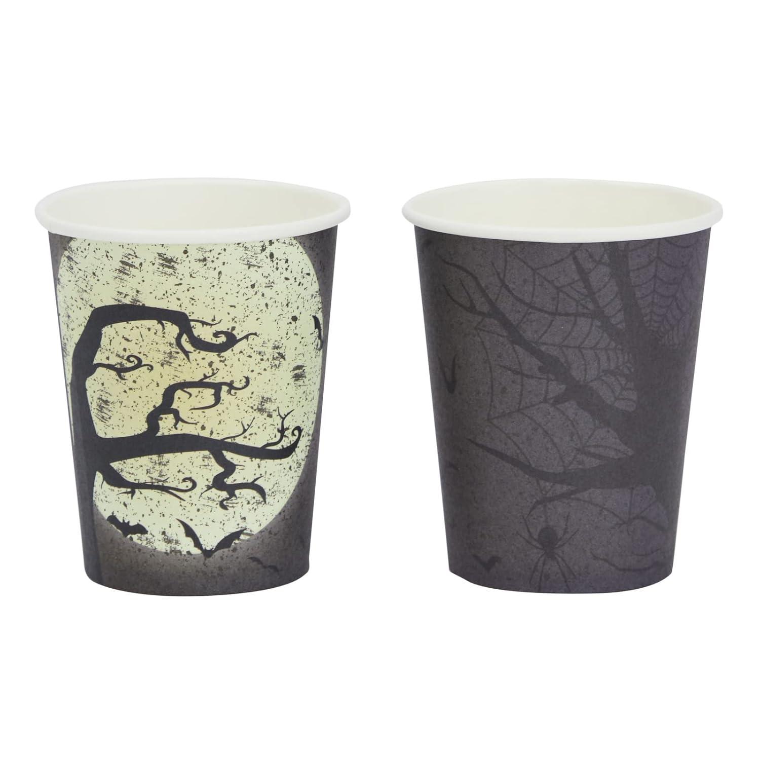 Blue Panda 144 Pieces Full Moon Halloween Party Supplies, Paper Plates, Napkins, Cups, Cutlery for Spooky Gatherings (Serves 24)