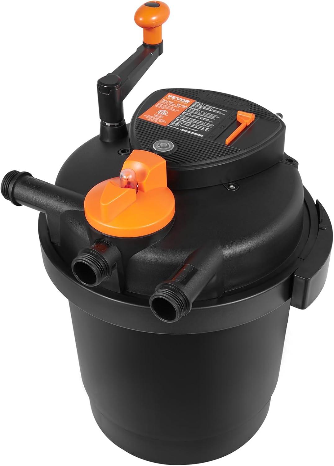 KFFKFF Biological Pressure Pond Filter, Suitable for 3200 Gallons, Equipped with 13W UV-C Lamp, 2630 GPH, Pressurized Pond Filtration System Equipment for Fountain Pool