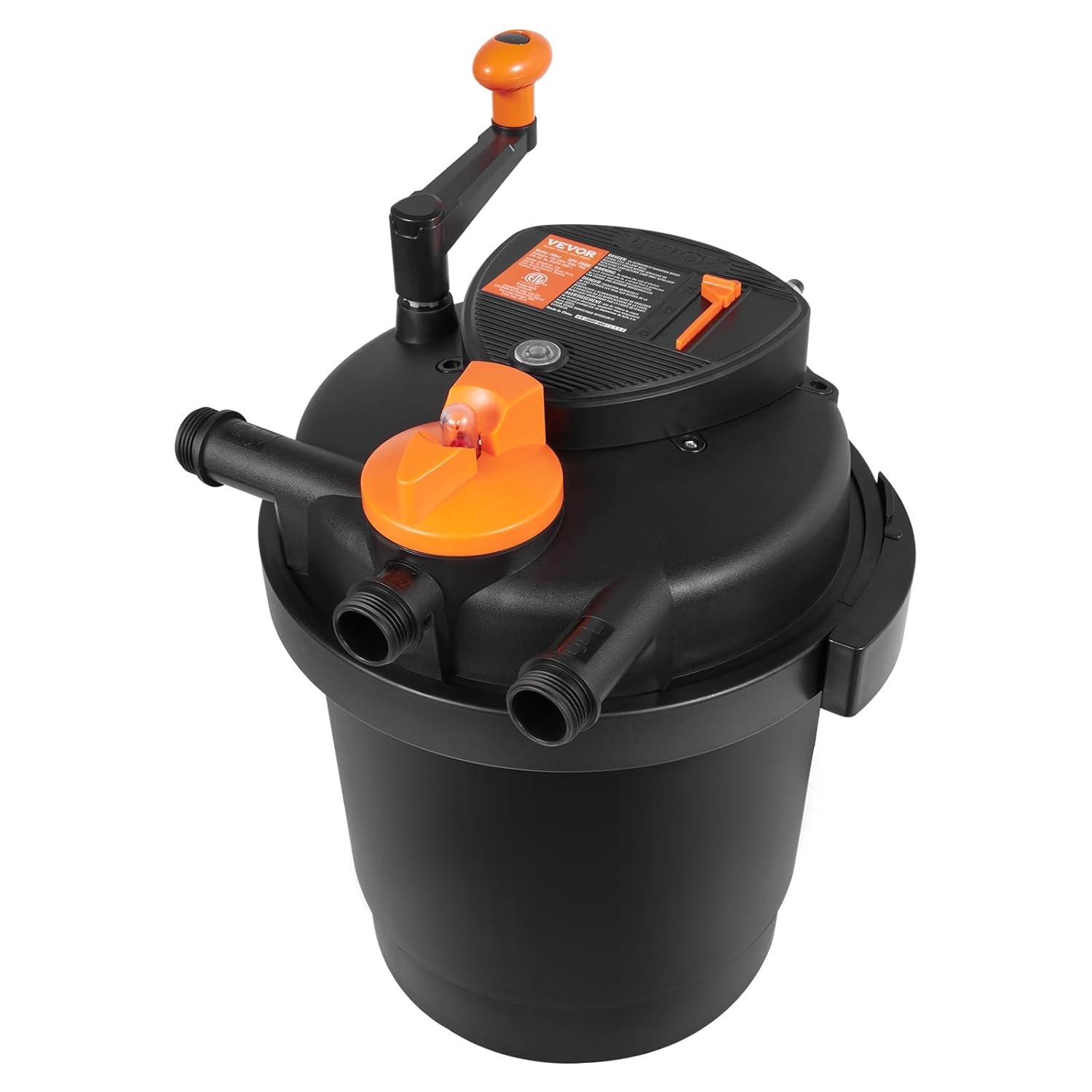 KFFKFF Biological Pressure Pond Filter, Suitable for 3200 Gallons, Equipped with 13W UV-C Lamp, 2630 GPH, Pressurized Pond Filtration System Equipment for Fountain Pool