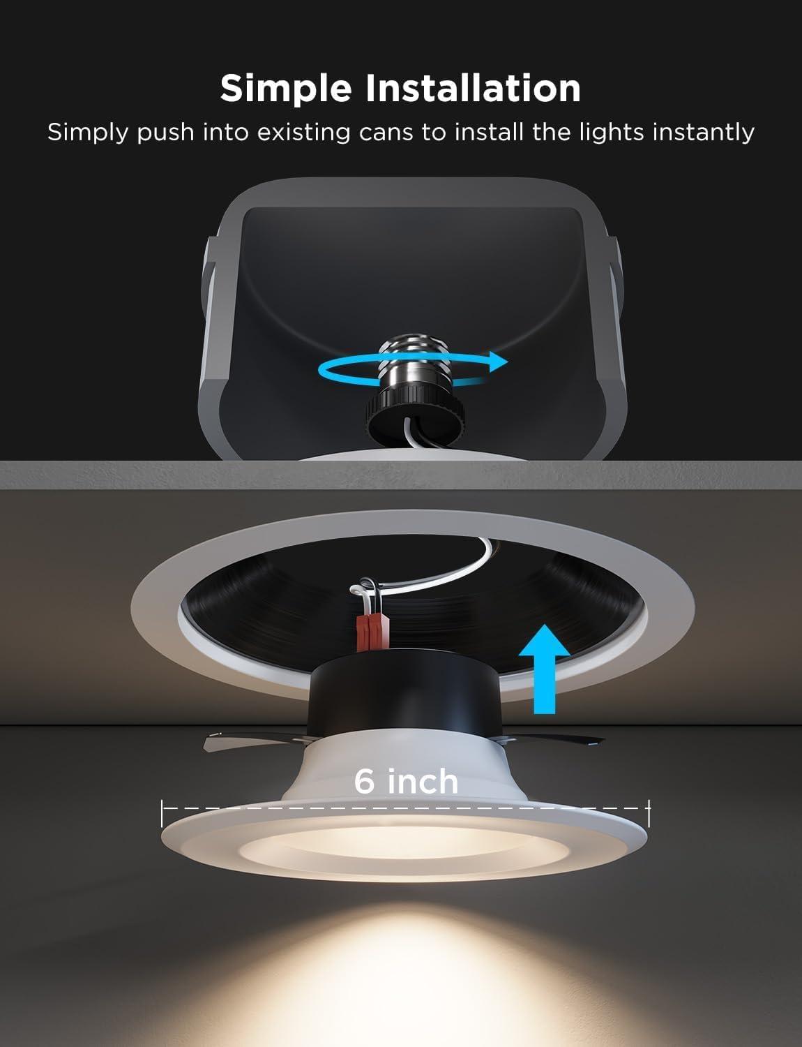 Smart RGBWW LED Recessed Downlight with App Control, 4 Pack