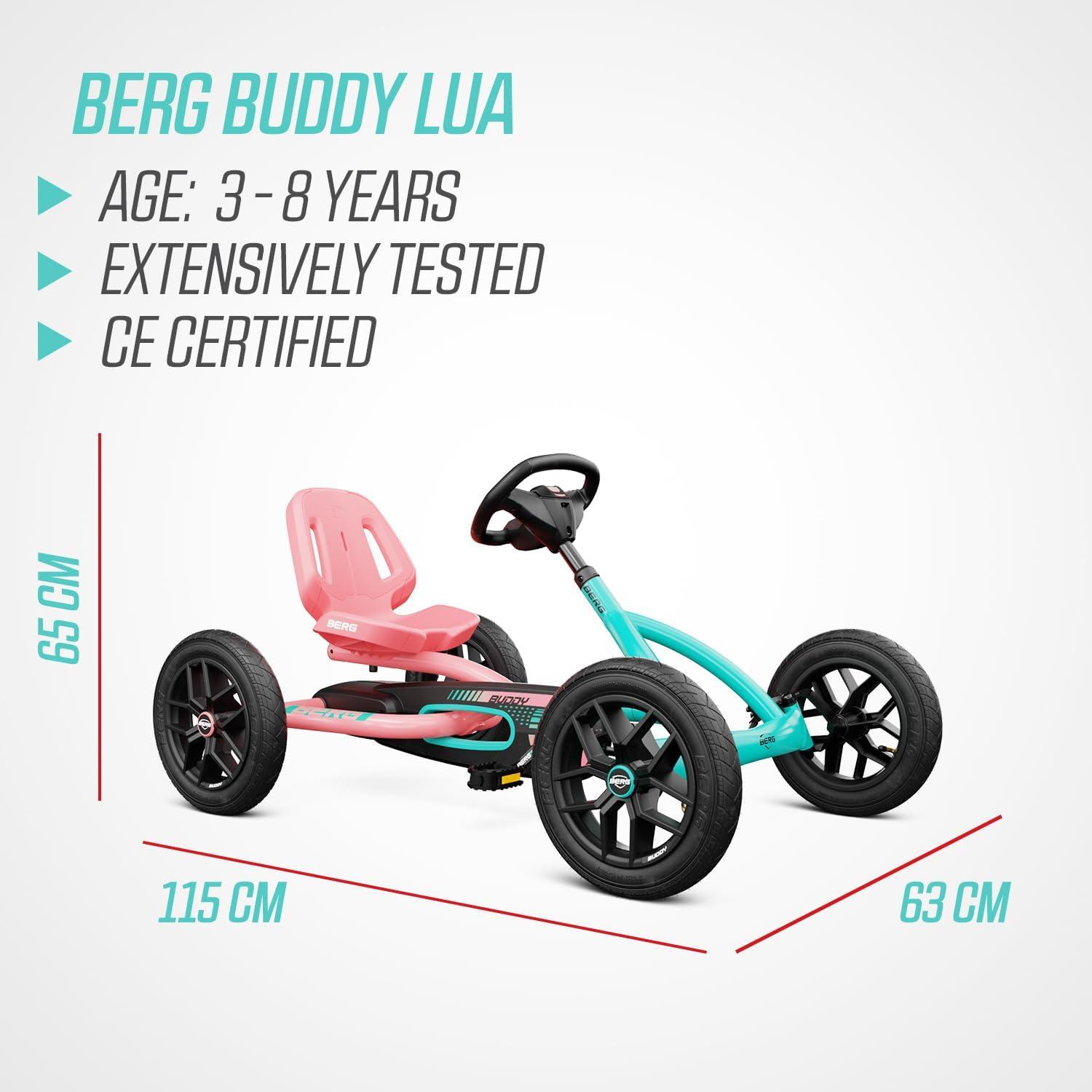 Berg Toys Buddy Lua Pedal Powered Kids Go Kart Toy, Pink and Mint